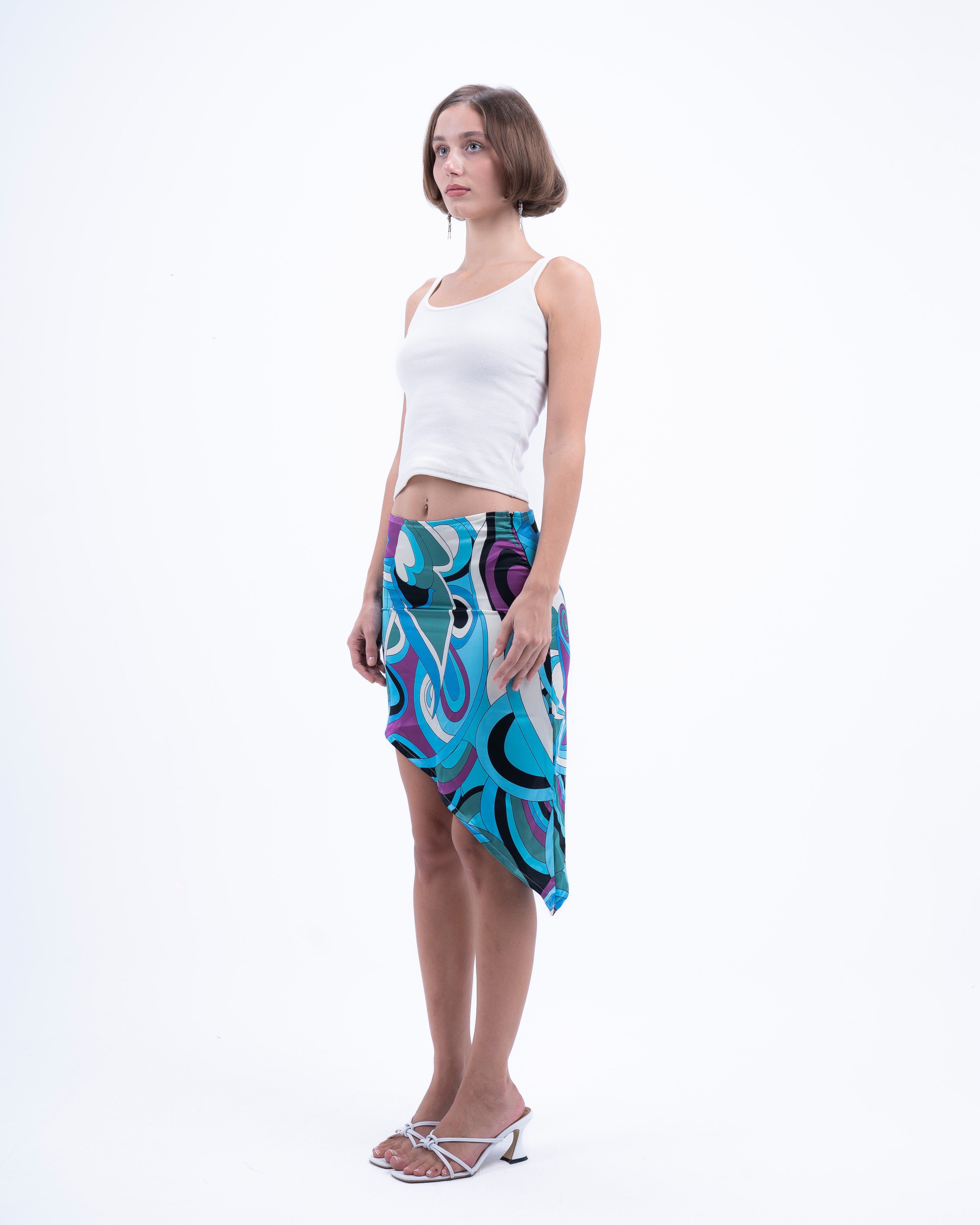 Azzurro Asymmetrical Silk Skirt
