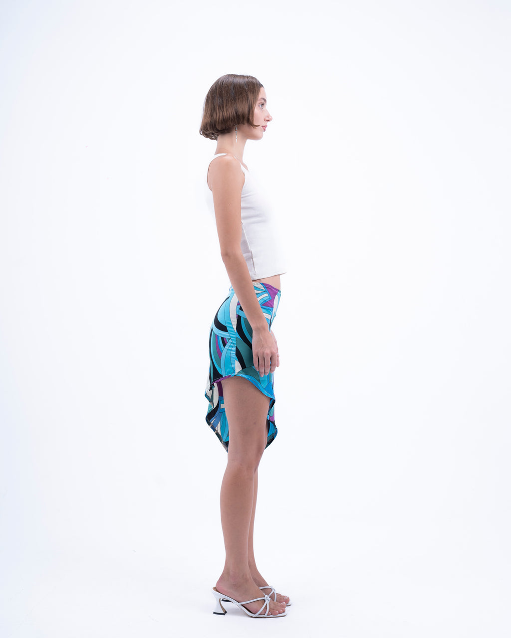 Azzurro Asymmetrical Silk Skirt