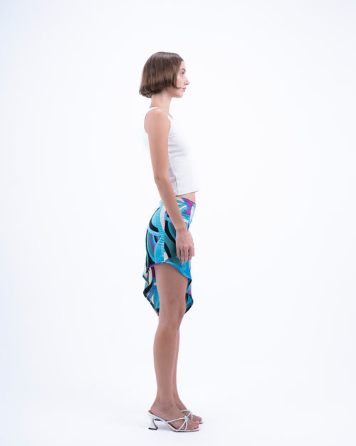 Azzurro Asymmetrical Silk Skirt