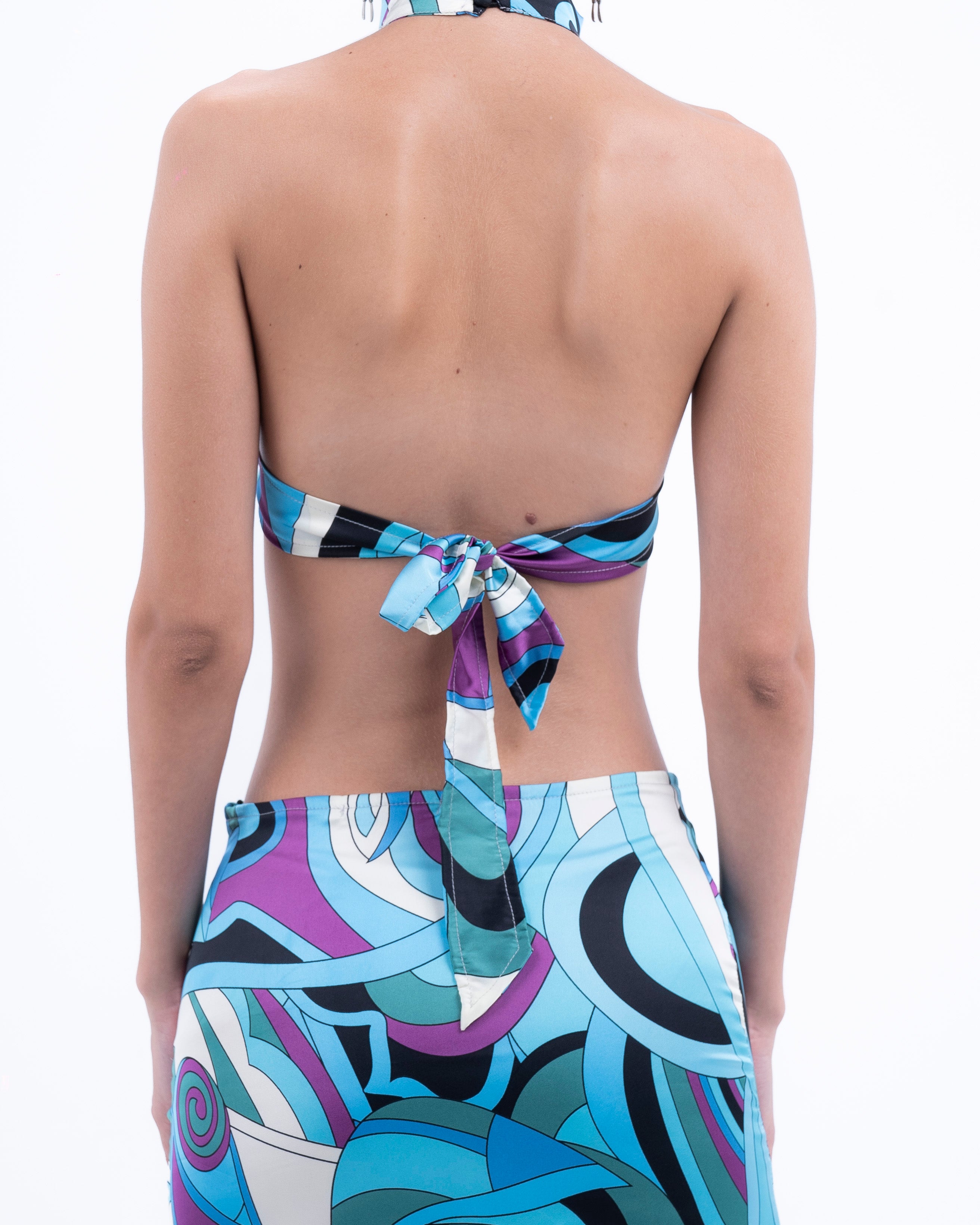 Azzurro Halter Neck Silk Top