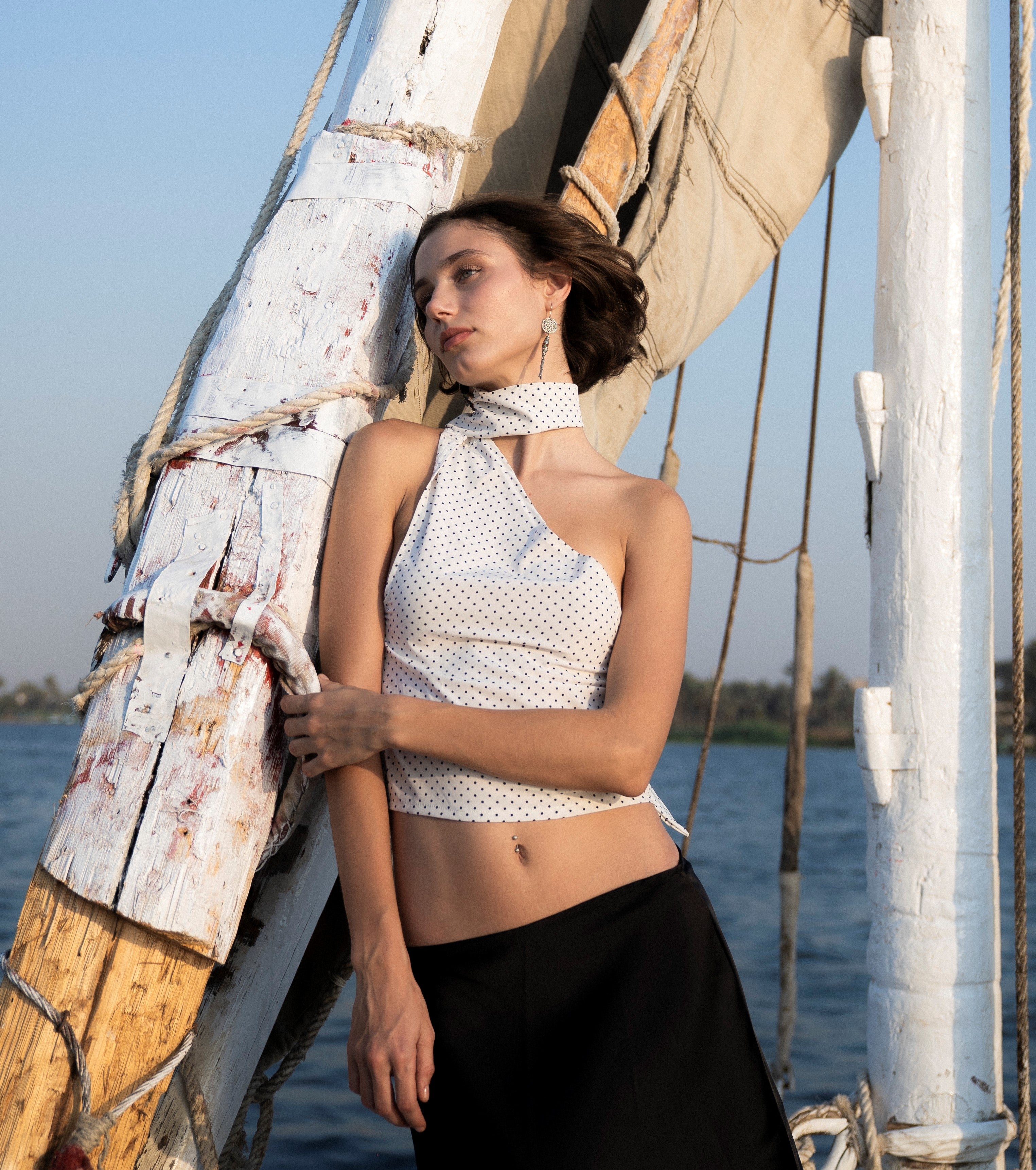 Polka Dot Halter Neck Top